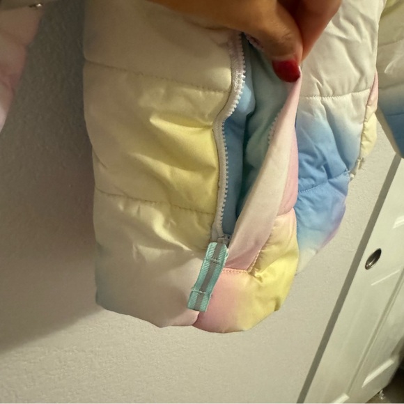 All In Motion Puffer Rainbow Pastel Multi-Colored Jacket w/Hood. Size XS… - Picture 3 of 16